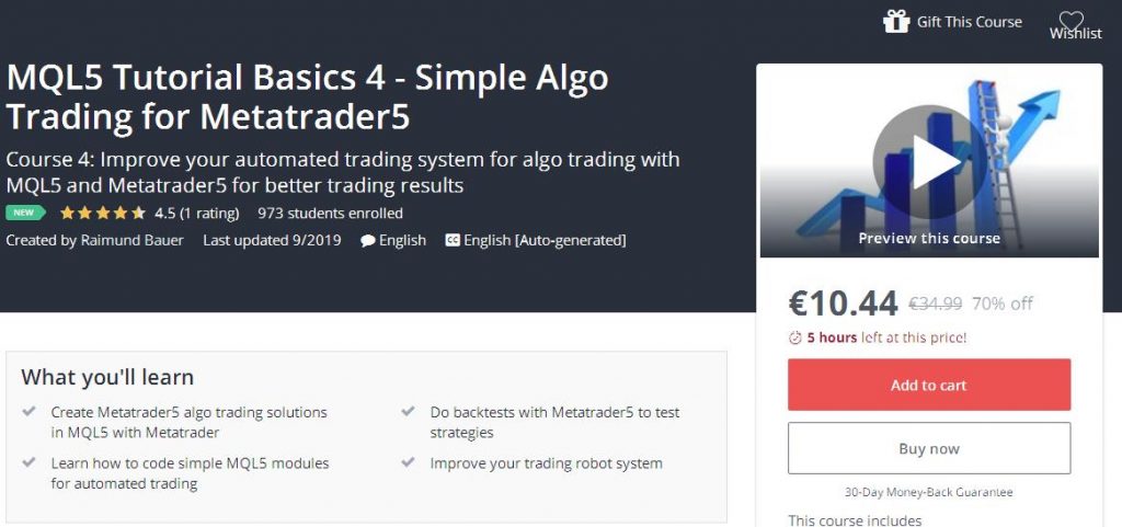 MQL5 Tutorial Basics 4 – Simple Algo Trading for Metatrader5